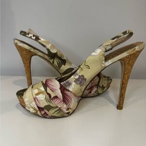Aldo floral peep toe sling back heel